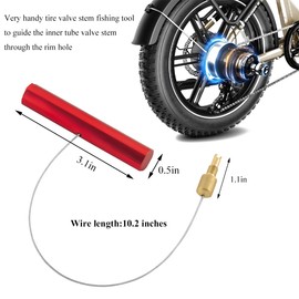 MUQIDA Valve Stem Puller, Tire Repair Fishing Tool Puller with Valve Core Remover, Lightweight Steel Wire Tool for Installing Inner Tubes Rim Locks & Tires on Dirt Bike Motorcycle (Red)