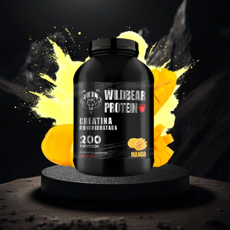 Creatina Monohidratada 1kg Wild Bear 200 Servicios Varios Mango