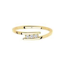 Diamore Women's Stacking Ring 925 Silver With White Diamond (0.06 CT) Diamond Ring 375 Yellow Gold Diamond Cut - 0606940915