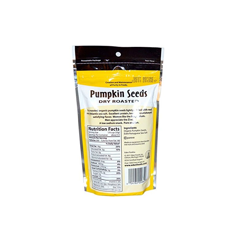 Eden Organic Pumpkin Seeds, Dry Roasted, 4 Oz
