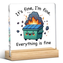 Dumpster Fire Desk Decor Funny Desk Decor Dumpster Fire Desk Accessories Gifts for Coworkers Employee Appreciation Gifts It's Fine I'm Fine Everything is Fine, Cute Humor Dumpster Acrylic Desk Decor