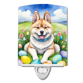 Caroline's Treasures Akita Easter Egg Hunt Ceramic Night Light Compact, UL-Certified, Ideal for Bedroom, Bathroom, Nursery, Hallway, Kitchen, 6x4x3, Multicolor