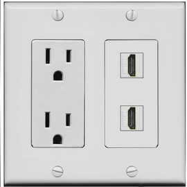 RiteAV HDMI Wall Plate 2 Port - Outlet [Gray/Gray]