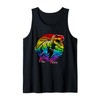 Rainbow T-Rex Tyrannosaurus Rex Rainbow Dinosaur Lovers Art Tank Top