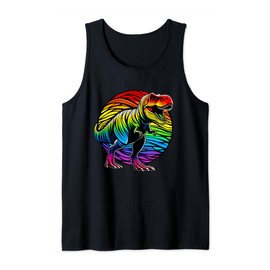 Rainbow T-Rex Tyrannosaurus Rex Rainbow Dinosaur Lovers Art Tank Top