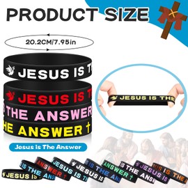 HyDren 50 Pcs Jesus is The Answer Silicone Wristbands Colorful Rubber Bracelets Christian Silicone Bracelet God We Trust Rubber Wristbands for Adult Women Men Party Novelty