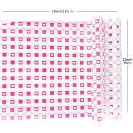 HYANG Transparent Love TPU Fabric Clear Jelly Vinyl Roll: 30cm x 135cm TPU Fabric For Making Handbags, Earrings, DIY Projects (Pink)