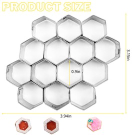 PTaizjjz Hexagonal Cookie Cutter,14 Cavity Mini Hexagonal Shapes Molds for Cookie,Stainless Steels Tiny Hexagonal Cookie Cutters Mold for Baking
