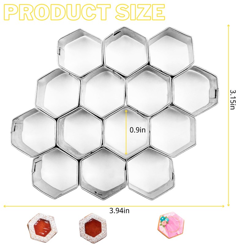 PTaizjjz Hexagonal Cookie Cutter,14 Cavity Mini Hexagonal Shapes Molds for