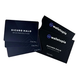 Walletopia Contactless RFID/NFC Blocking Protection - 4 Cards & 2 Sleeves for Credit Cards, ID in wallet or purse, Black, Orange Or Black Credit Card Sized Rfid Blocking Cards