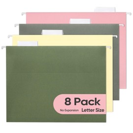 BALEINE Hanging File Folders, 8PK Letter Size Hanging File Folders with 1/5-Cut File Folder Tabs, Hanging Folders, File Folders for Filing Cabinet, File Boxes (8PK Combo)