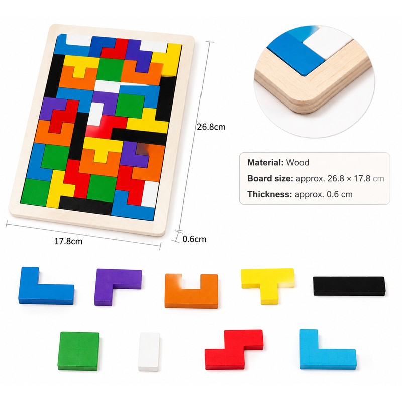 3 Pcs Wooden Tangram Puzzle Board for Kids – Colorful