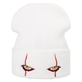LOCOMO Men Women Beanie Skull Hat Slouchy Monster Evil Eye Bloody Cosplay Embroidered Embroidery Devil Knit Crochet Rib Cap