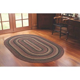 IHF Home Decor Braided Oval Area Rug BlackBerry Design Jute Fiber Plum Black Cream 20"x30" to 8'x10' (22'x72)