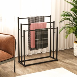 Honiter Towel Racks for Bathroom, 3 Tier Free Standing Towel Rack, Blanket Drying and Display Rack for Oversized Bath Towels Bathroom Accessories, Next to Tub or Shower