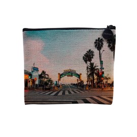 Tasche aus Leinen – Santa Monica Strand Los Angeles Kalifornien Palmen – Kosmetiktasche aus Leinen in Leinenoptik – Geldbörse – 15 x 10 cm, Los Angeles 2, 15 x 10 cm, Kosmetiktasche