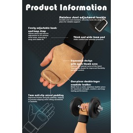 Leather Weight Lifting Straps for Gym, Deadlift & Pull-ups – Palm & Wrist Support, Anti-Slip Grip Pads, Heavy Duty Workout Wraps for Strength Training & Bodybuilding – Men & Women