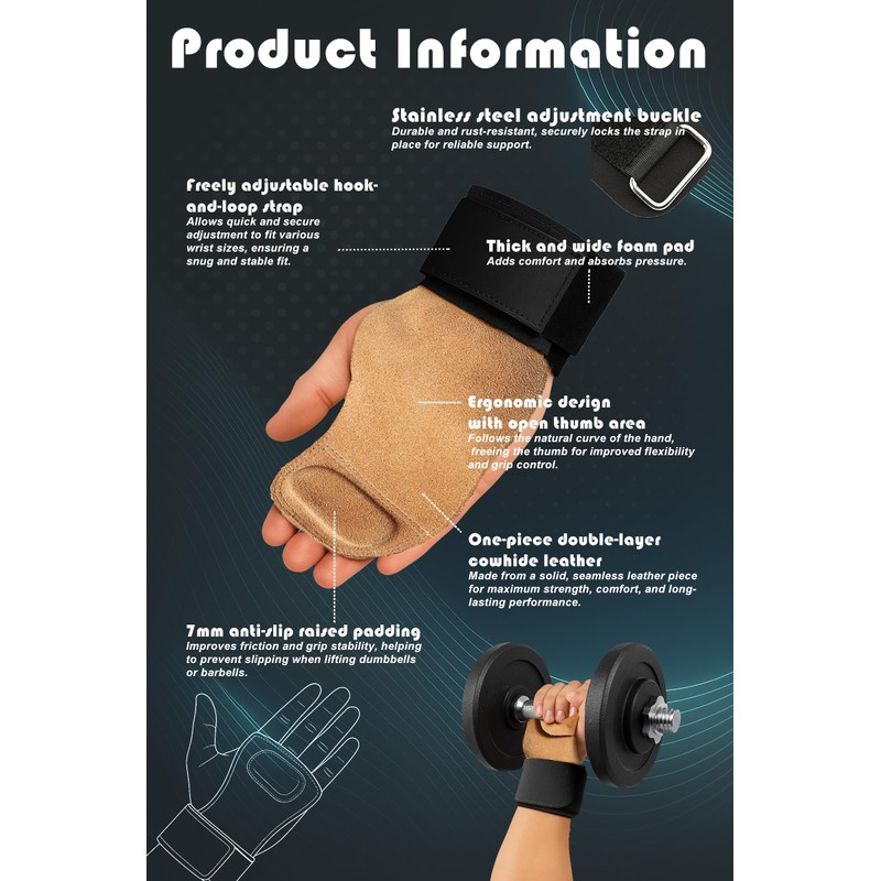 Leather Weight Lifting Straps for Gym, Deadlift & Pull-ups –