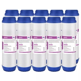 For Aqua Optima, For Brita, For FilterLogic, For iSpring, For Express Water, For GE, For Pentek etc. 2-10 Pack 10"x2.5" Granular Activated Carbon Water Filter GAC Replacement RO - 8 Pack