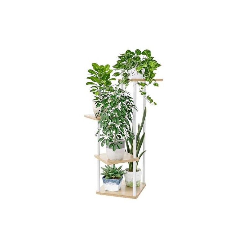Bamworld Soporte para Plantas de Interior de Metal, Soportes Blanco