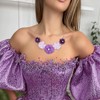 Ever Faith Purple Flower Necklaces for Women, Summer Boho Floral