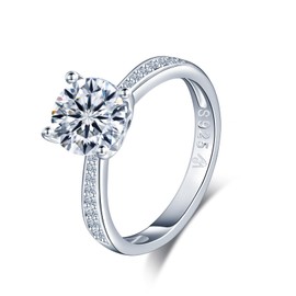 MICMIF 1Ct Engagement rings, True Moissanite Ring, Anniversary Ring 925 Sterling Silver Rings for Women Valentine Promise Wedding Rings