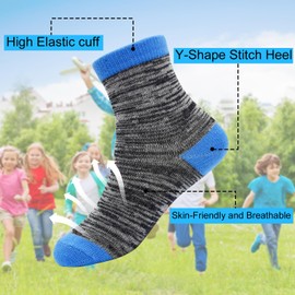 GENTABY Boys Socks Kids Toddler Cotton Rich Girls Plain Socks Children Striped Socks - Colorful Soft Breathable 12 Pairs 3-5 Years 7-9