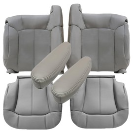 Priprilod 922/122 Gray Driver and Passenger Side Bottom & Top Lean Back Replacement Seat Cover & Armrests Fit for Chevy Silverado Tahoe Suburban Avalanche GMC Sierra Yukon XL 1999 2000 2001 2002