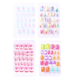 KESYOO 4 Box Fake Nails Kids Press Nails Short Fake Nail Tips Kids Fake Nails Natural Nail Tips Short Fall Nail Kick