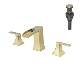 8-Inch Square Modern Matte Black Two Handle Basin Faucet Brass Deck Mounted Hot Cold Water Lavatory for Living Room BathroomColor: 1364-44NG, Surface Finishing: Other