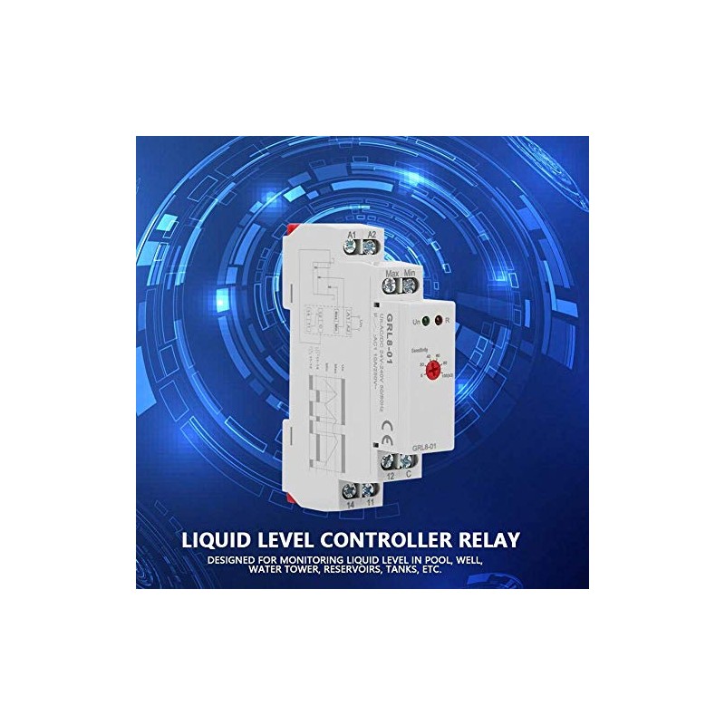 24V-240V GRL8-01 Liquid Level Control Relay Water Level Controller 10A