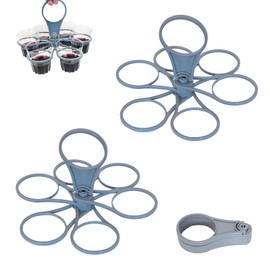 Pack of 2 Cup Holders, Bidding Carrier, Six Way Portable Foldable Drink Carrier, Ideal for Family, Travel, Outdoor, Parties, Coffee Lovers, Picnic, Camping, Beach and Everyday Use (Grey)