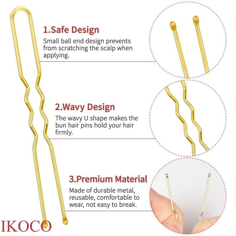 U Shaped Hair Pins, IKOCO 2.4inch Bun Hair Pins for