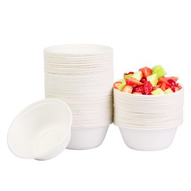 AHPYEUHK Disposable Soup Bowls Disposable 260 ml Disposable Bowls Bowls 120 Pieces Sugar Cane Bagasse Disposable Bowls Soup Bowls Soup Plates Environmentally Friendly & Compostable Bowl