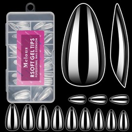 Clear Medium Almond Nail Tips, Melous 120 PCS Full Cover Clear False Nail Tips Gel x Nail Tips