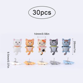 KINBOM 30pcs Cat Push Pins for Cork Board, Cute Push Pins Plastic Pushpins Thumb Tacks Animal Decorative Push Pins for Bulletin Board Wall Office School Home Use (6 Colors)