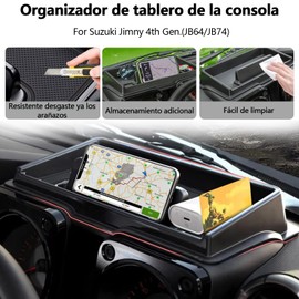 MBLNBVN Organizador de Consola Central para Suzuki Jimny JB64 JB74 jimny Accesorios 2024 con Almohadilla Antideslizante Puede Utilizar como Soporte para teléfono móvil