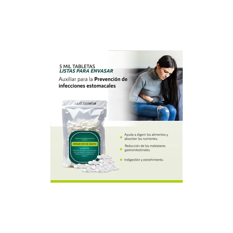 Tableta Granel Probióticos Microbiota Intestinal Sabor Sin sabor