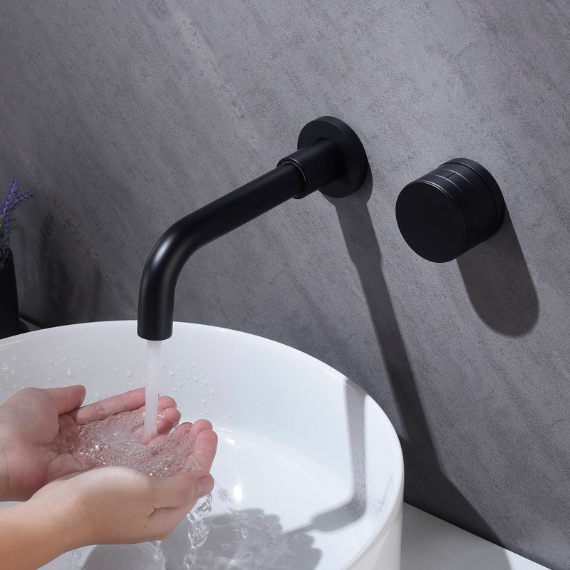 TRUSTMI Brass Bathroom Faucet Brick-Pattern Single Handle Wall Mount Vessel