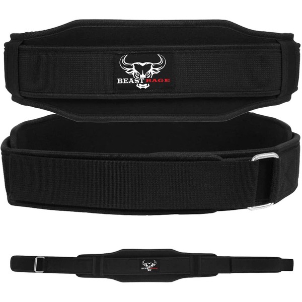 Weight Lifting Belt Double Strength 5.5 Padded Neoprene Back Gym Bodybuilding Deadlifts Lifting Exercise Fitness Workout Belts Men Women Lumbar Training Core Support (M, Black)