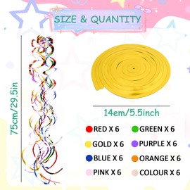 Pack of 48 Spiral Garland Decoration, Party Decoration, Swirl Spiral Ceiling Decoration, Reusable Birthday Decoration, Streamers Suitable for Christmas, New Year, Wedding, Baby Shower, Birthday