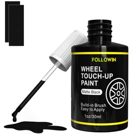 FOLLOWIN Matte Black Rim Touch Up Paint for Cars,Car Wheel Rim Paint Repair Kit,Automotive Rim Scratch Repair 1OZ/30ml