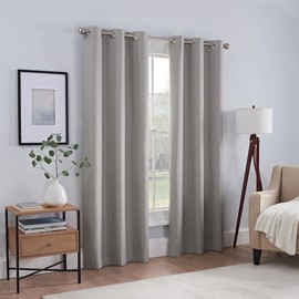 Eclipse Kylie Absolute Zero Blackout Noise Reducing Grommet Lined Window Curtains for Living Room (2 Panels), 37 in x 95 in, Grey