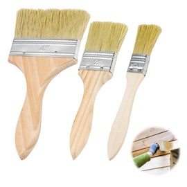 Pack of 3 flat brushes, surface brushes, painting brushes for varnishes, varnishes, oils and wall paints, flat brush for furniture, windows, doors, crafts and painting work on wood, metal and walls