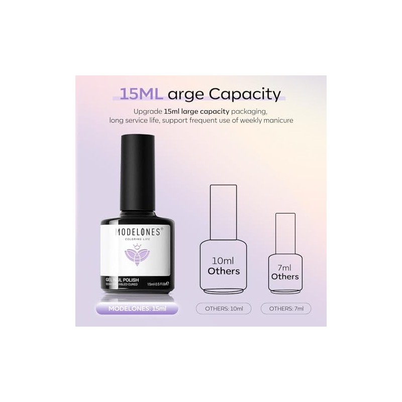 modelones- Esmalte de uñas en gel morado, 15 ml, esmalte