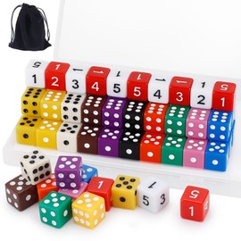 60 Pieces 16MM Colored Dice Set, 6 Sided Standard Opaque Colored Dices Portable Dice Box & Exquisite Dice Pouch, for Classroom Teaching, Board Games, Dices Game, Parties(12 Colors)