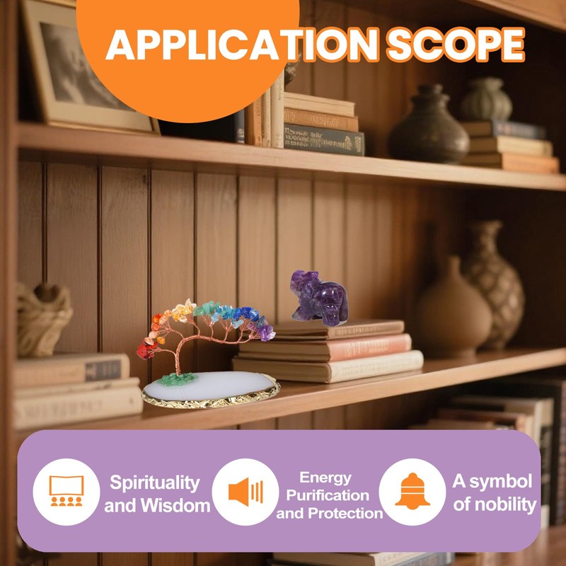 Elephant Gifts for Women, Amethyst Elephant Decor Statue Crystals and