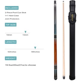 CUEELF Pool Cue Stick,Low Deflection Shaft Billiard Cue Sticks with 1X1 Hard Case,Professional Billiards Ques Sticks with 13mm Tips,19.5-20 oz Pool Stick Set