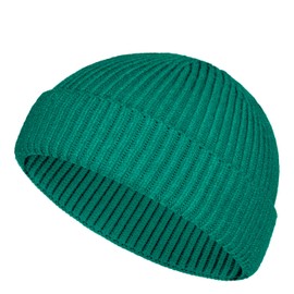 TSKNOMO Wool Fishing Hat Winter Trawler Beanie Short Knitted Hat for Men Women, Zirconium green