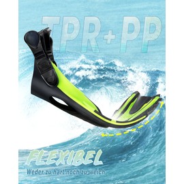 Hikeen Adjustable Snorkel Fins for Adults & Teenagers: Short Swim Fins & Diving Fins with Open Heel, Unisex Snorkel Equipment with Mesh Bag (32-36 cm)